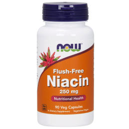 NOW FOODS Niacin Flush-Free 250mg, 90vcaps. - Niacyna - Witamina B-3 - PP