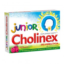 Cholinex Junior na gardło o smaku malinowym 8 pastylek
